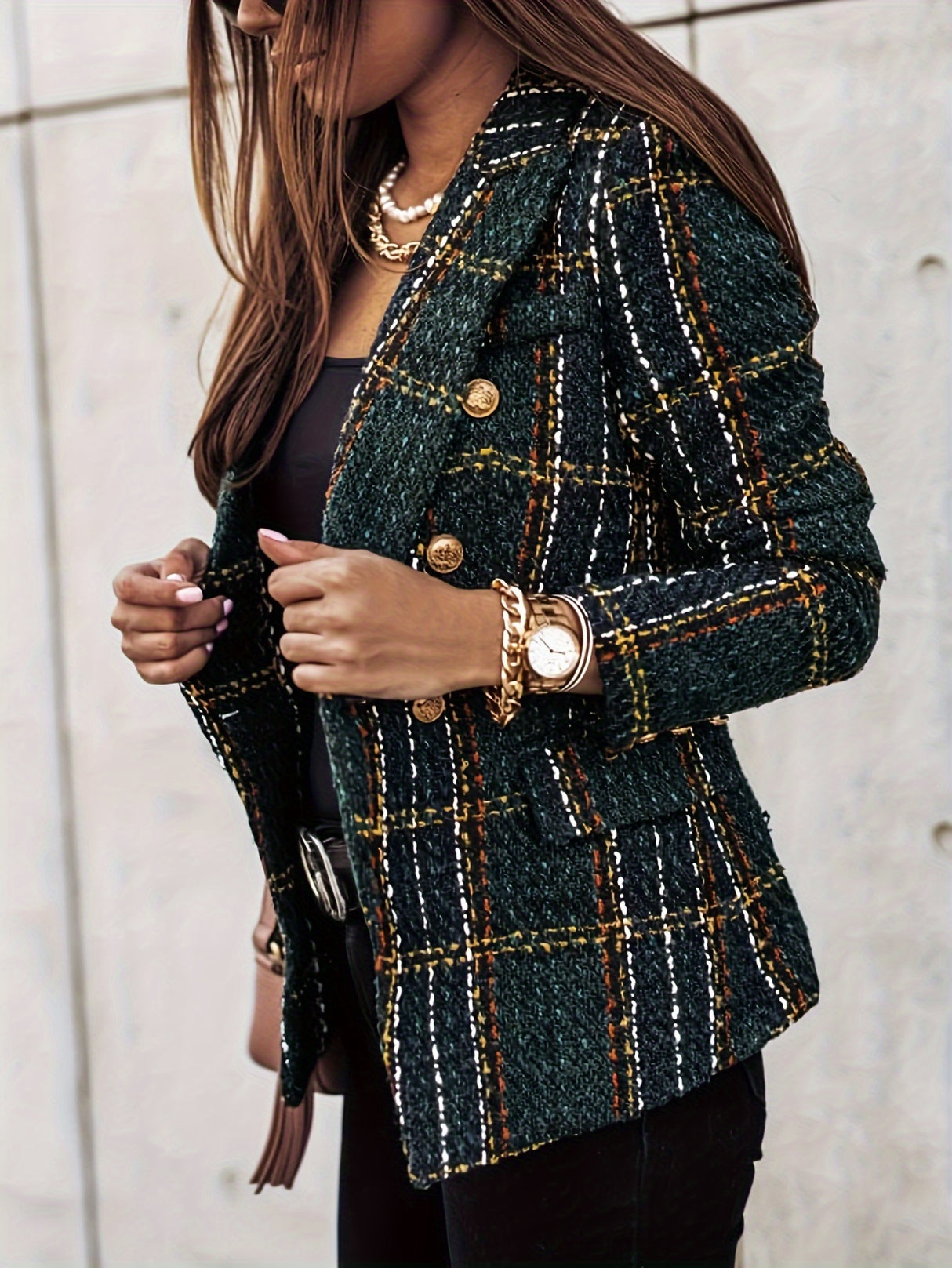 PlaidFlair™ – Luxury Winter Blazer (Elegant Plaid, Casual Office Look)