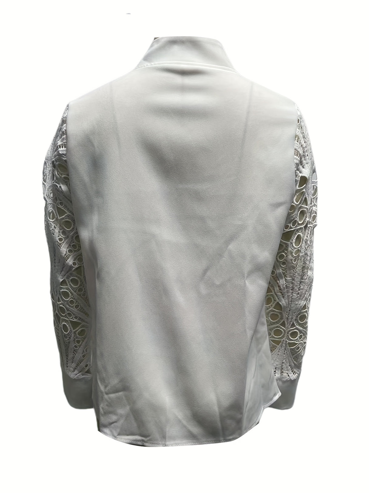 LaceLuxe™ – Contrast Lace Blazer (Durable Fabric, Feminine Touch, Easy Care)