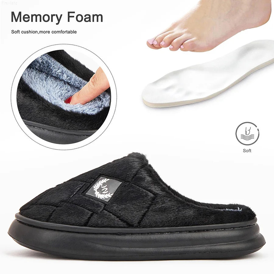Men Winter Warm Plush Non-Slip Slippers