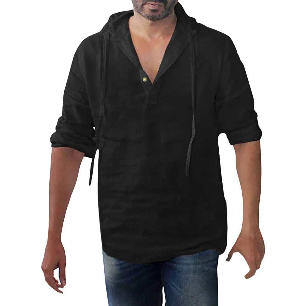 Men’s Plus Size V-Neck Linen Top