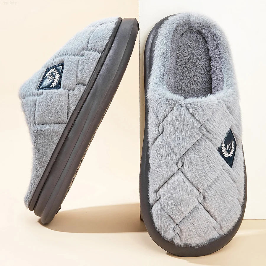 Men Winter Warm Plush Non-Slip Slippers