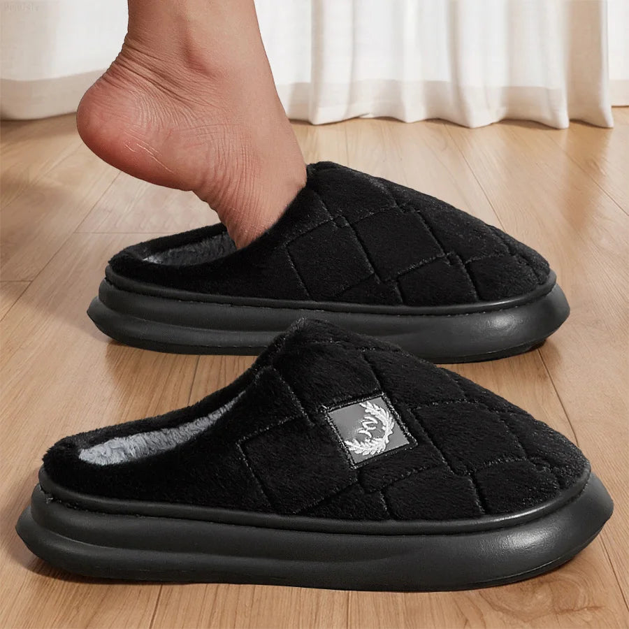 Men Winter Warm Plush Non-Slip Slippers