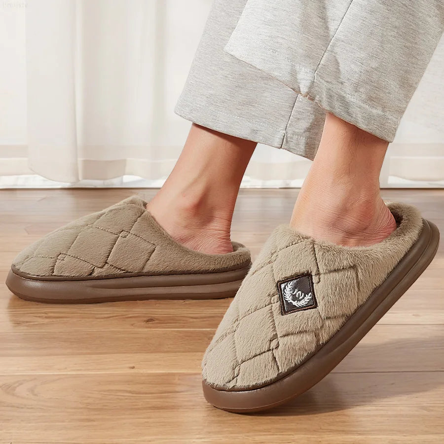 Men Winter Warm Plush Non-Slip Slippers