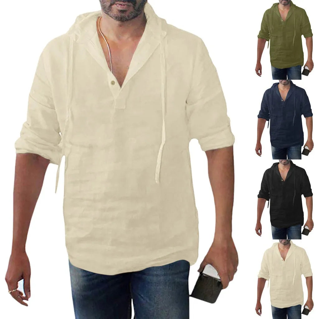 Men’s Plus Size V-Neck Linen Top