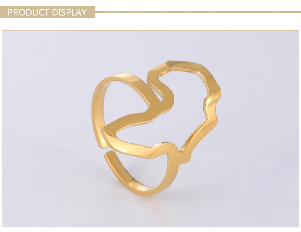 Gold African map ring for women, stylish fashion jewelry piece in 18k gold plating, perfect for daily wear.