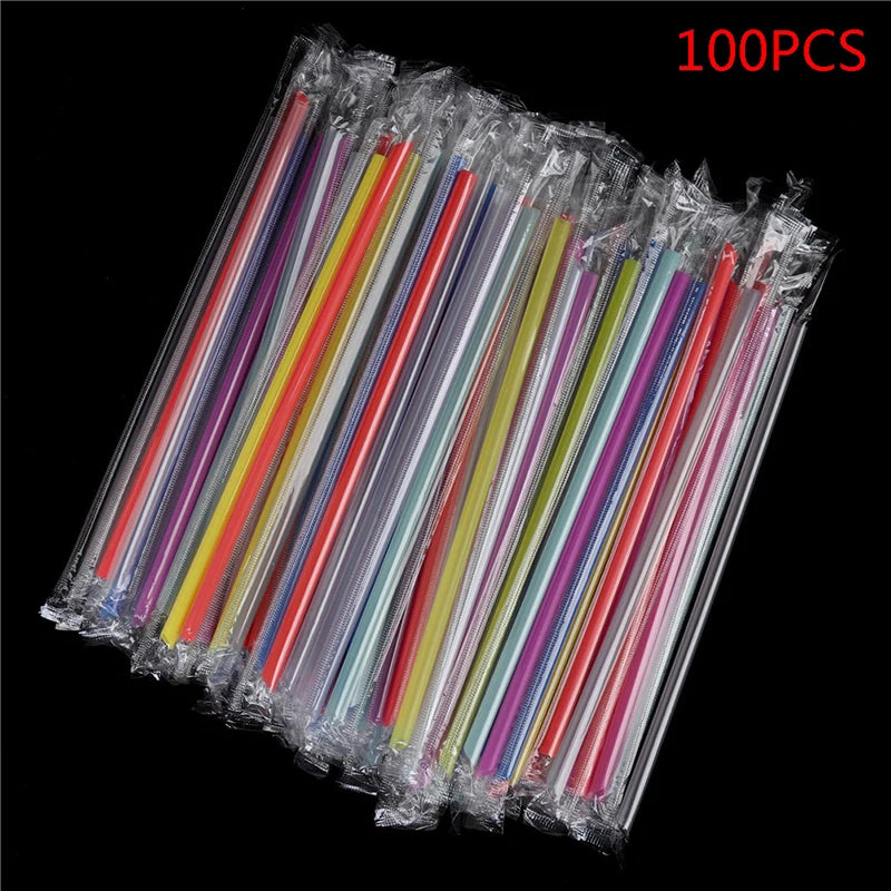 100pcs Clear Disposable PP Straws