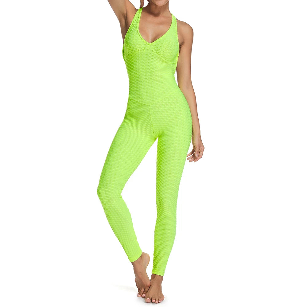GymHalo™ – Backless Halter Skinny Jumpsuit (Fitness-Focused, Breathable & Bold)