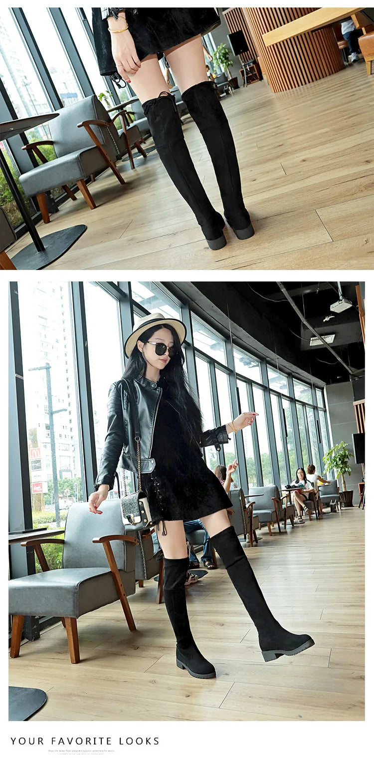 Women’s Suede Over-the-Knee Sexy High Heel Boots