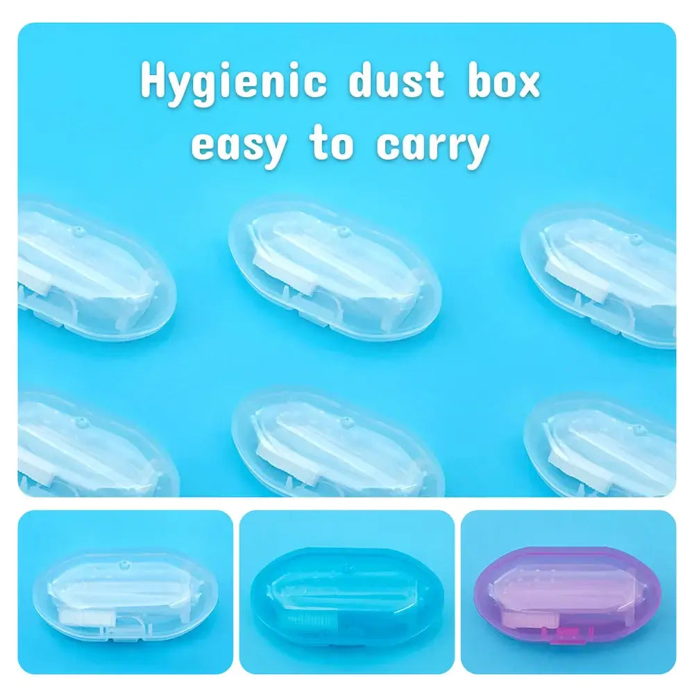 Hygienic dust boxes in blue and purple colors, easy to carry, designed for convenient storage.