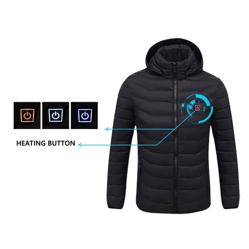 Men Heated Hooded Winter Parka