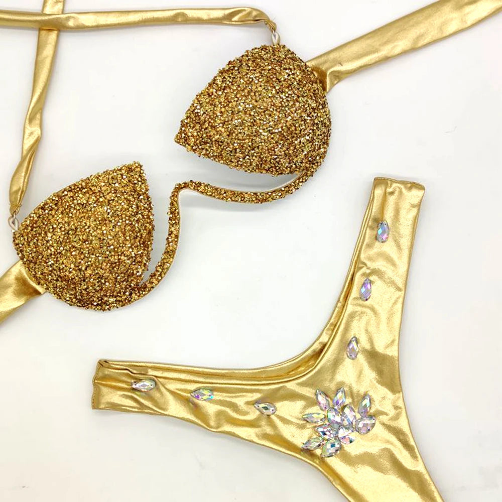 Women Rhinestone Bikini Set