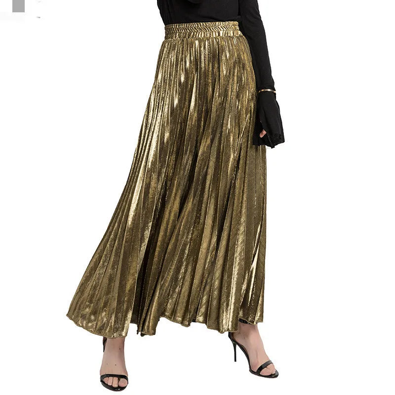 Women Gold Swing Maxi Skirt