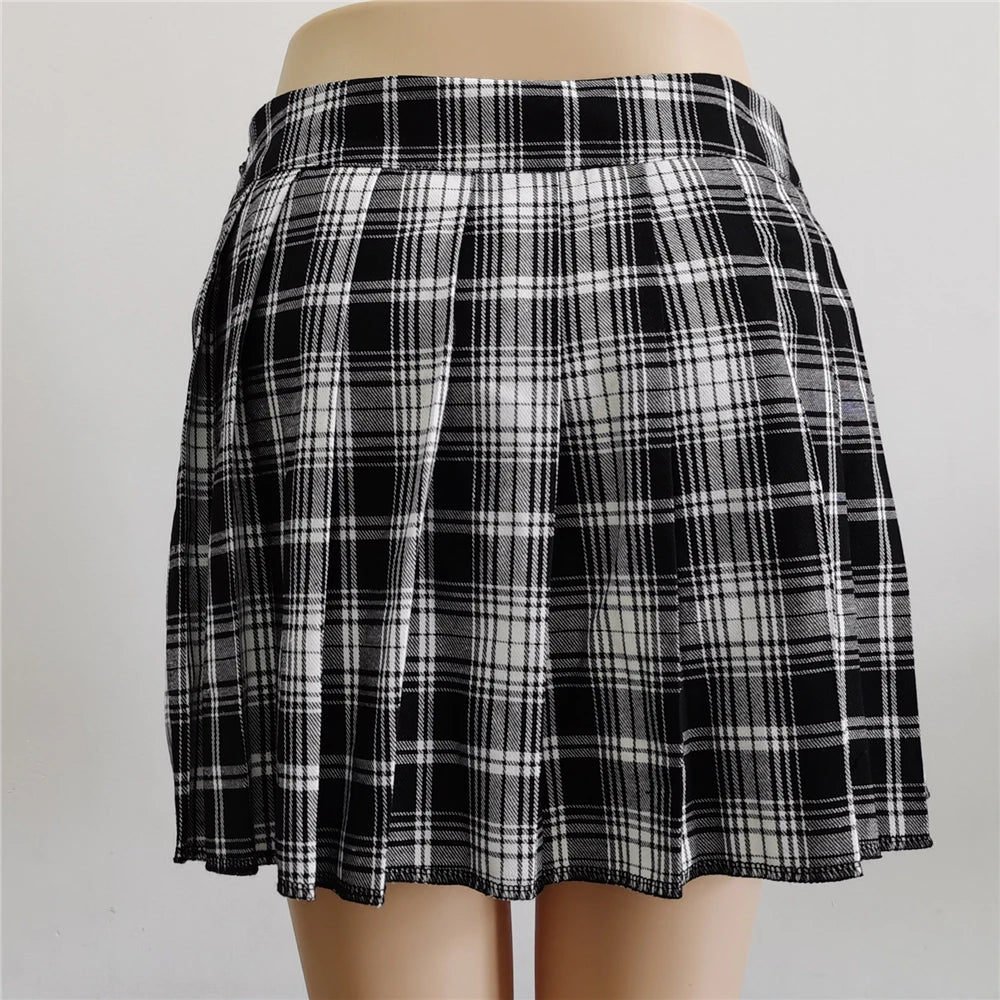 Women Plaid Gothic Half Skirt