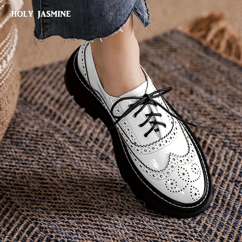 Women Cow Leather Oxfords – 2025