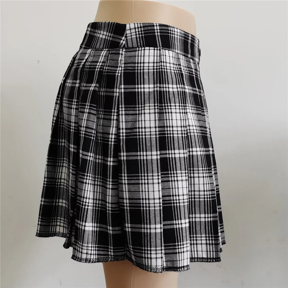 Women Plaid Gothic Half Skirt