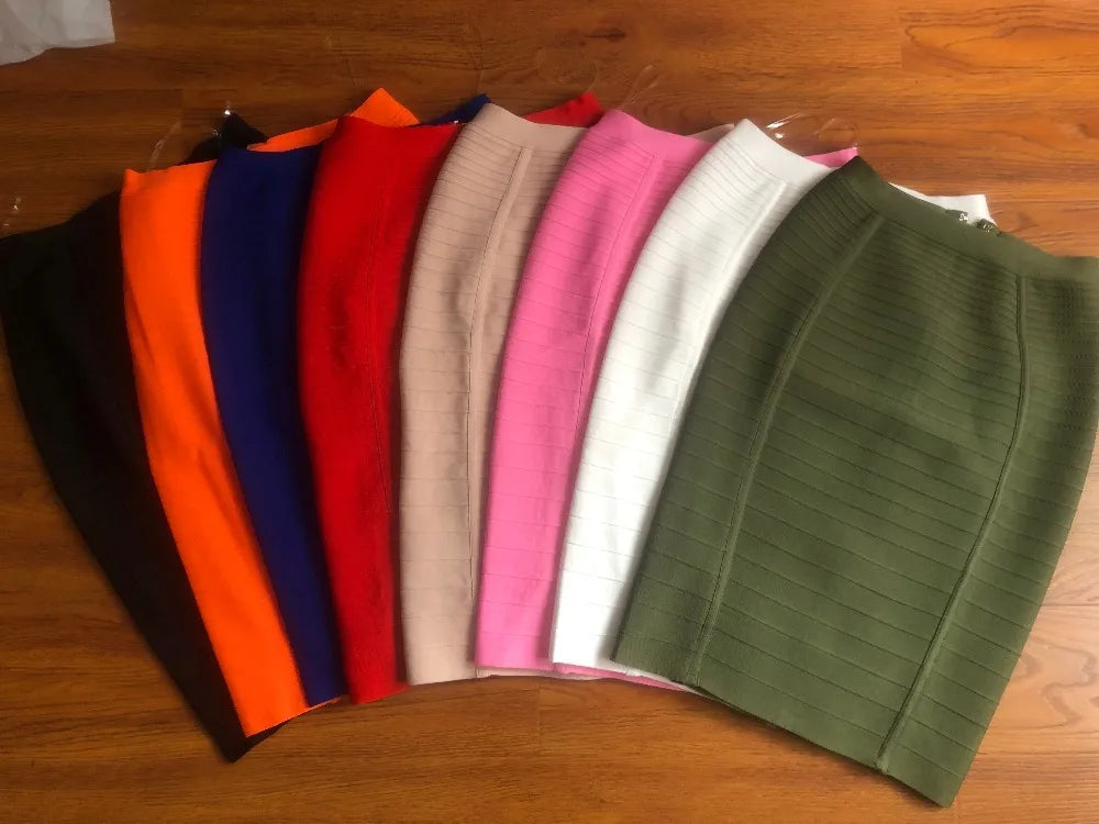 Women Candy Color Knit Skirt