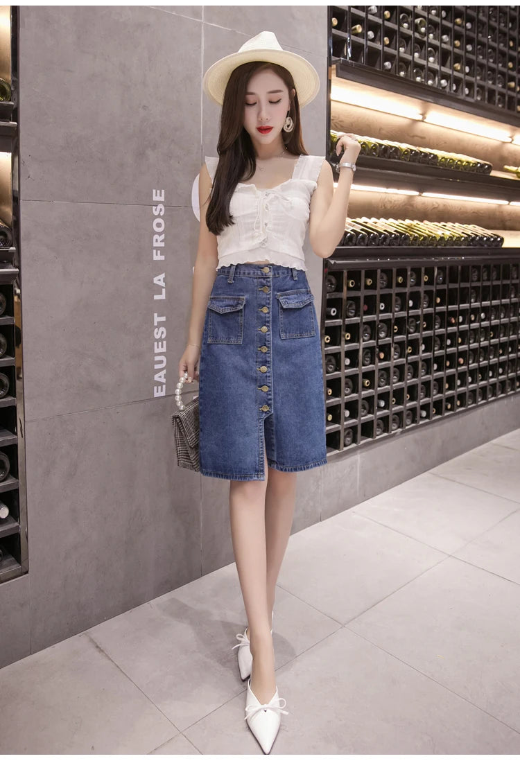 KstyleClassic™ – High Waist Pocket Skirt (S-5XL, Button Design)