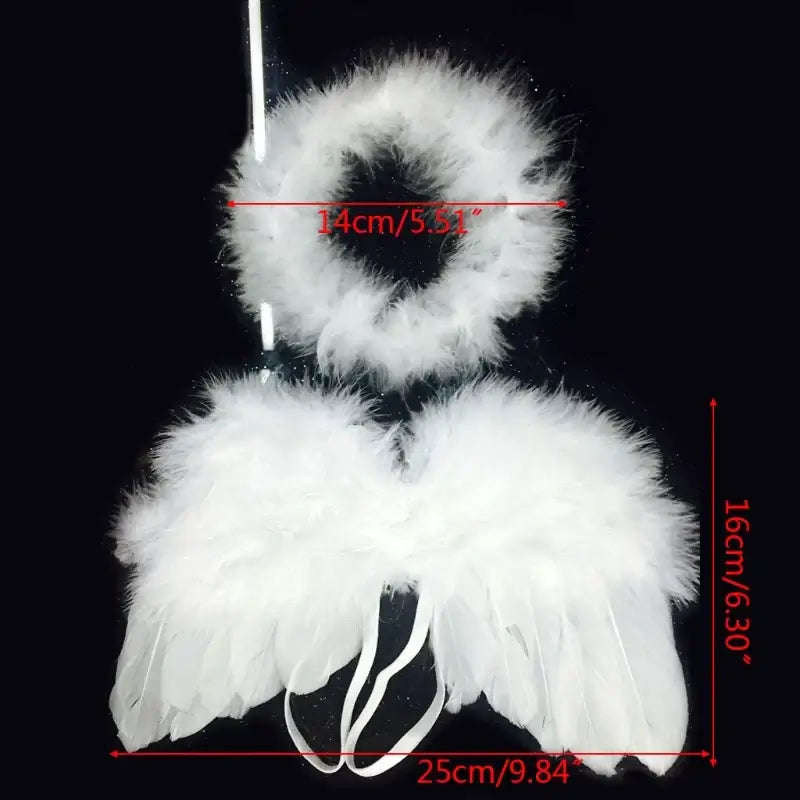 Baby angel wing and headband photography prop set for newborns, ideal for 0-12 months photo shoots.