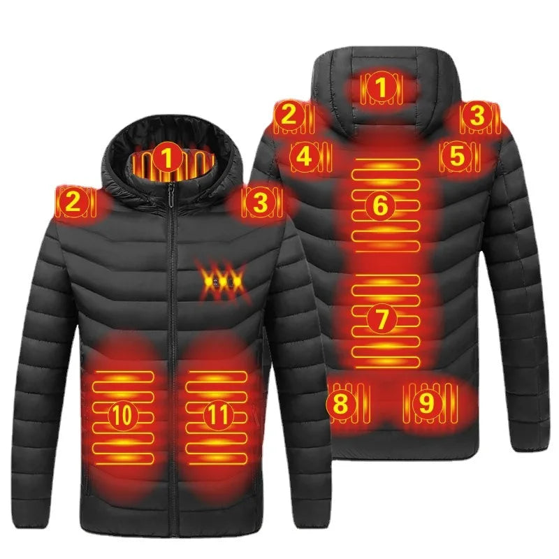 Men Heated Hooded Winter Parka
