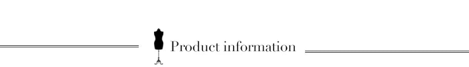 Stylized image divider with a dress form and text 'Product information' for an online fashion catalog.