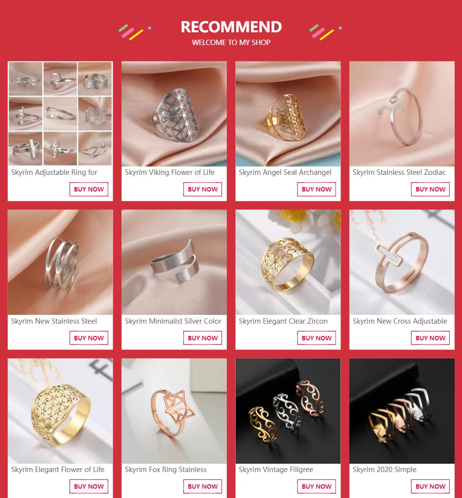 Collage of various stylish rings collection featuring stainless steel and gold designs for women.