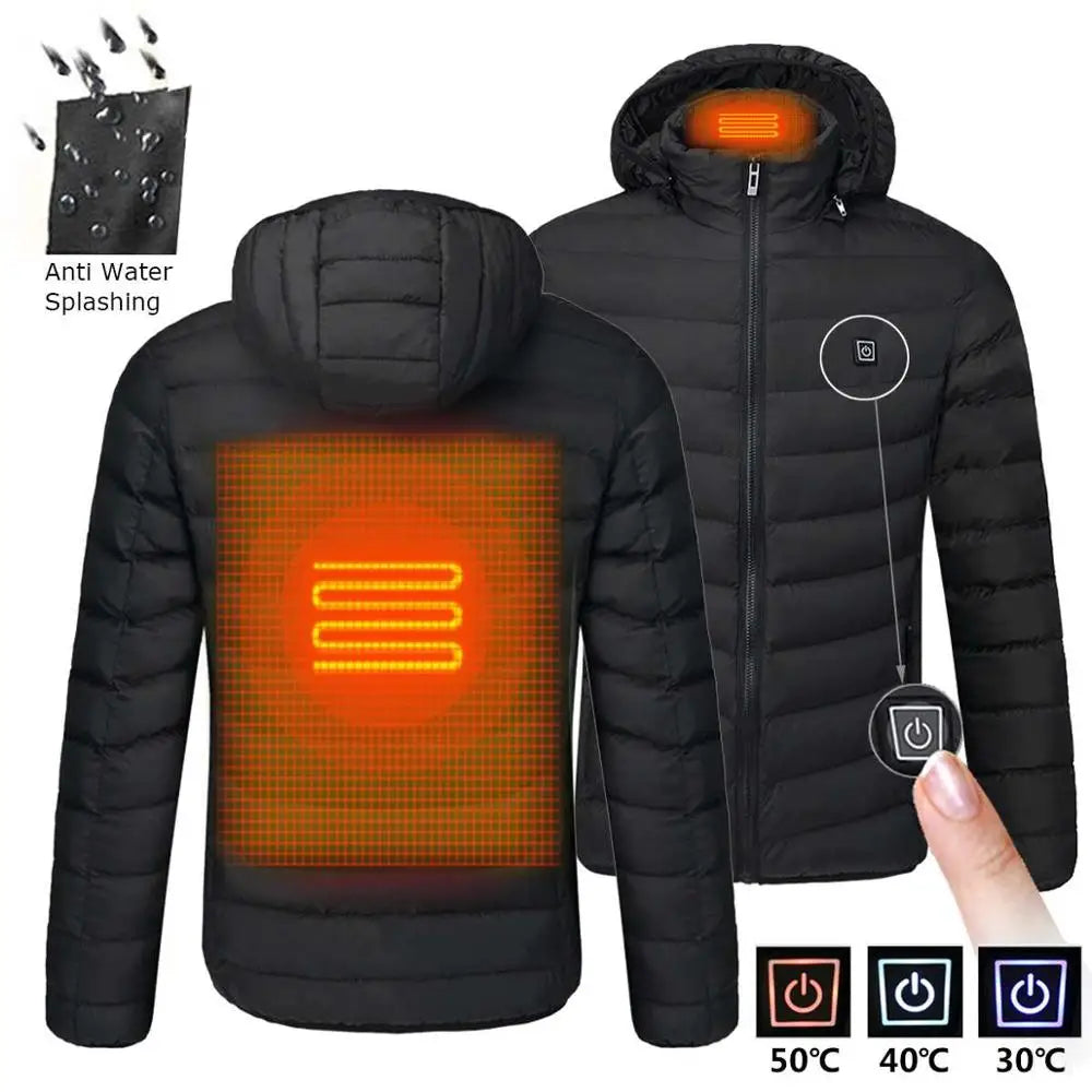 Men Heated Hooded Winter Parka