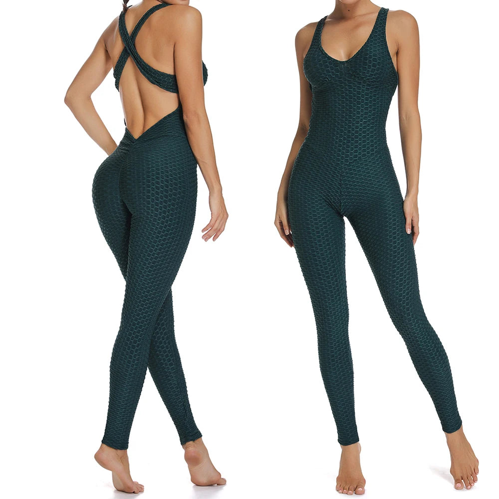 FlexFemme™ – Backless Halter Fitness Jumpsuit (Breathable, Sculpting & Supportive)