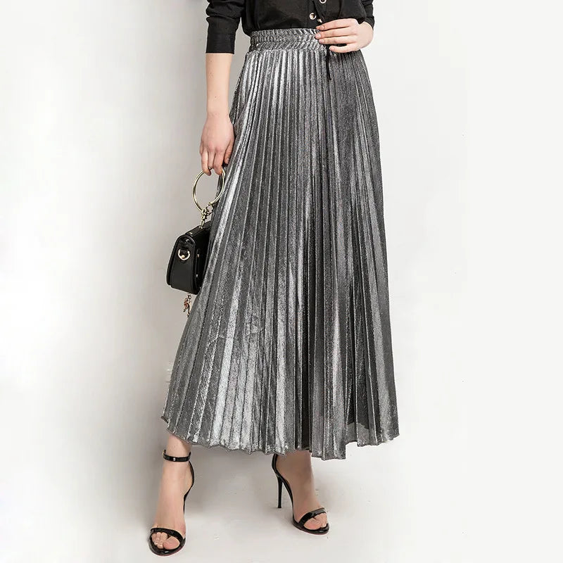 Women Gold Swing Maxi Skirt