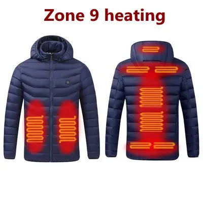 Men Heated Hooded Winter Parka