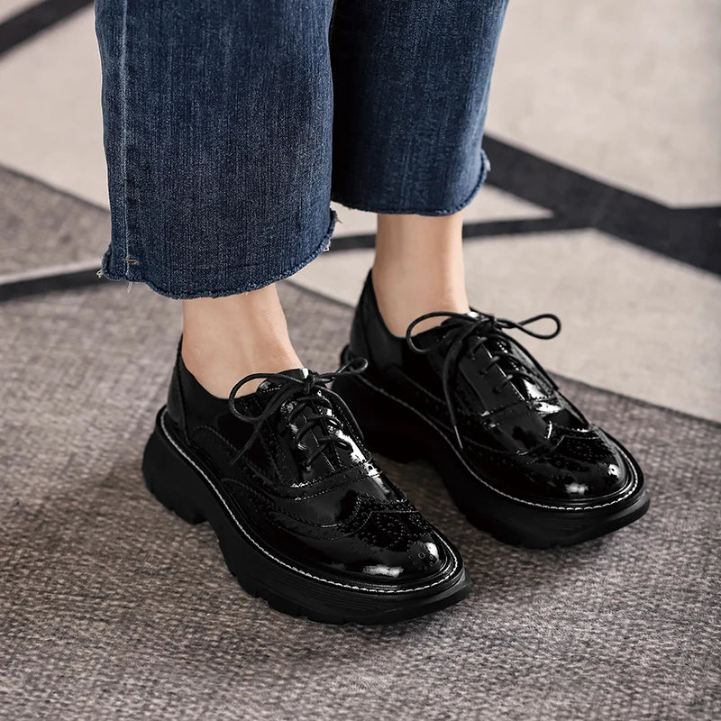 Women Cow Leather Oxfords – 2025