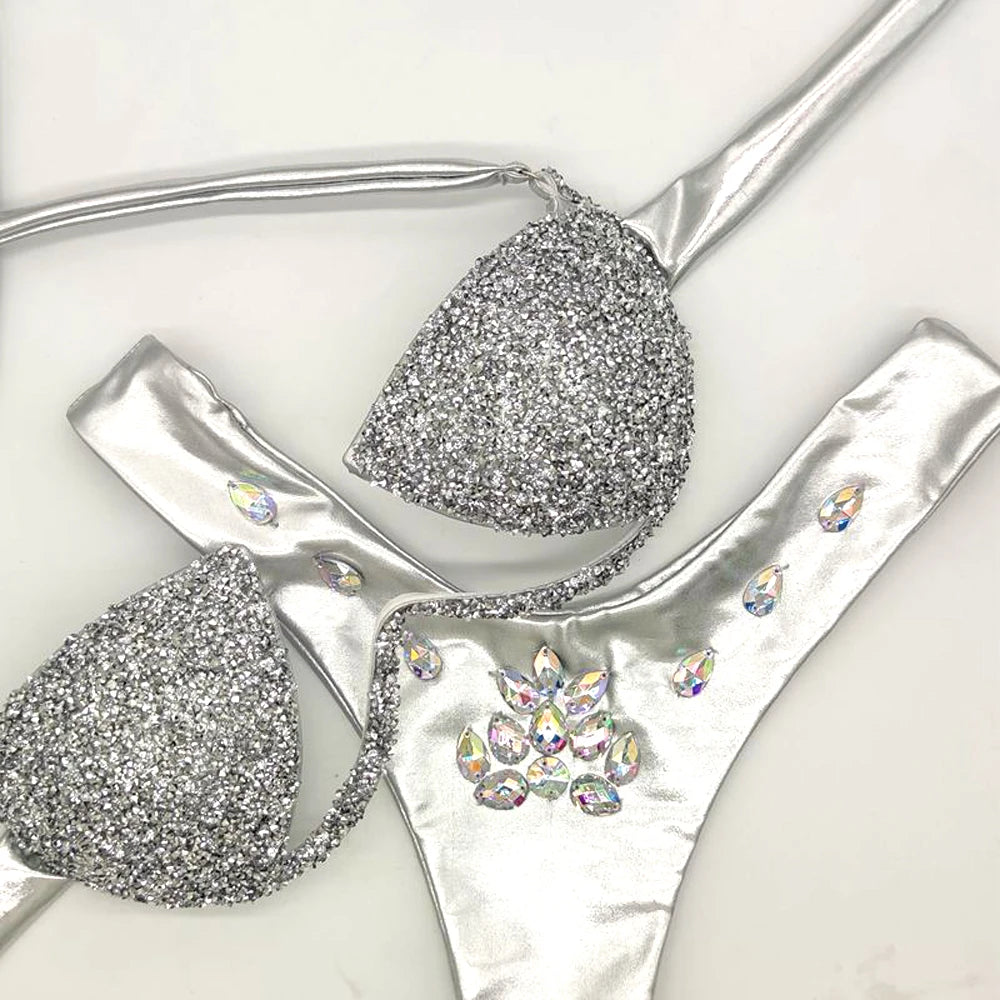 Women Rhinestone Bikini Set