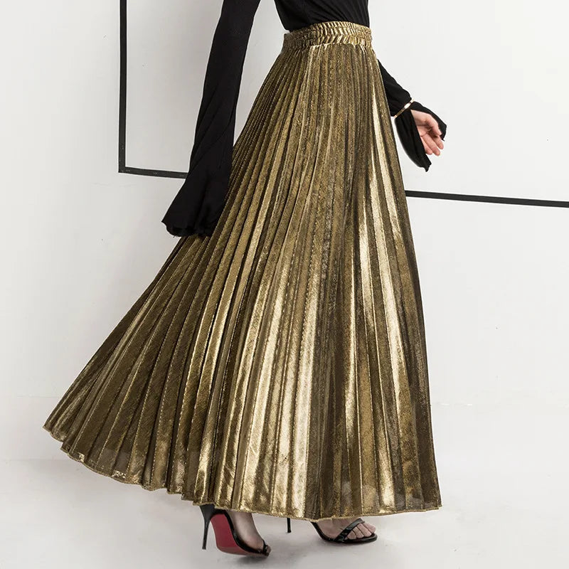 Women Gold Swing Maxi Skirt