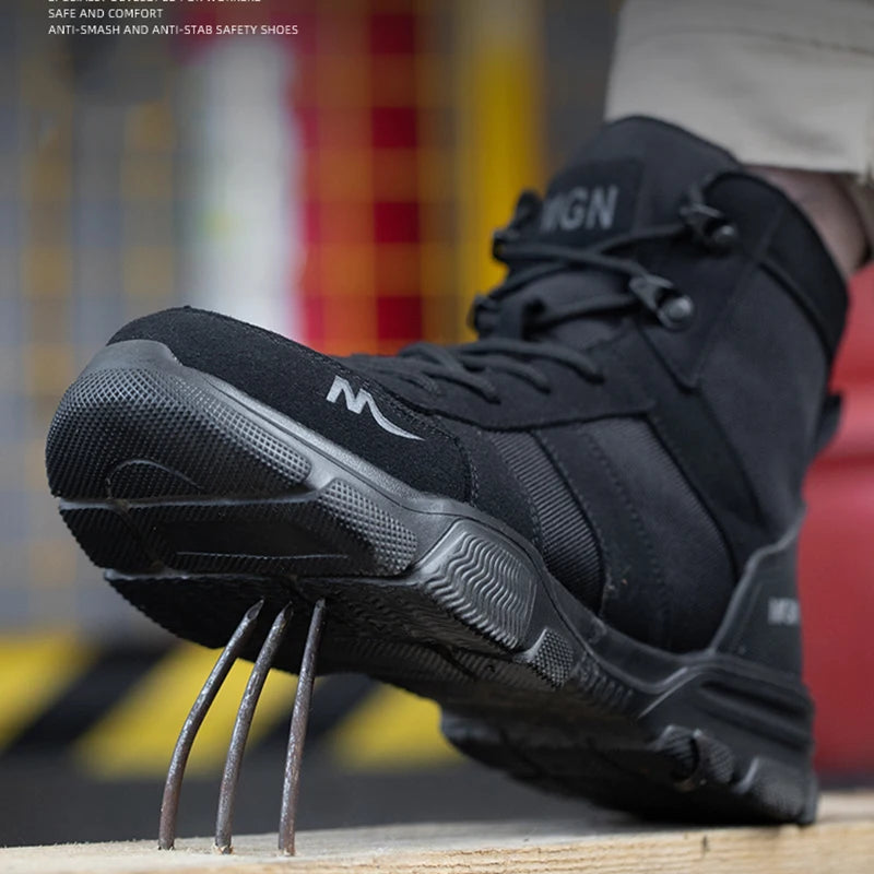 Women Safety Shoes Rotating Button Work Sneakers