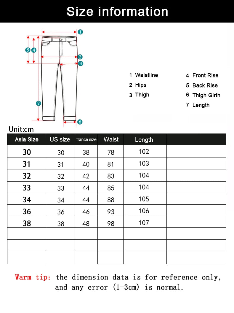 Men's Classic Black Jeans Plus Size