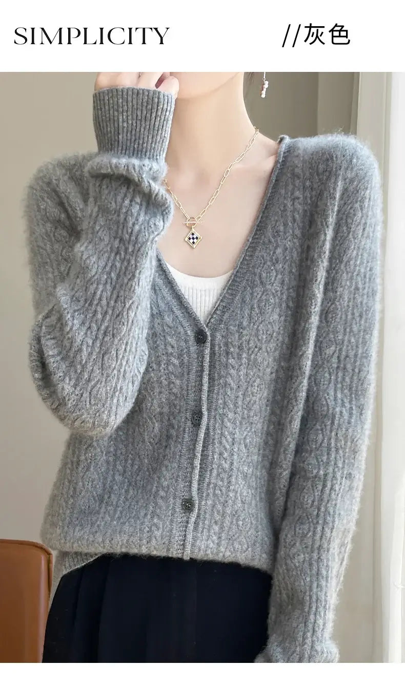 Women Merino Wool Cashmere Cardigan