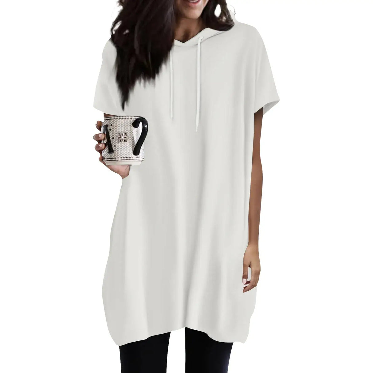 Women Oversized Short Sleeve Hoodie