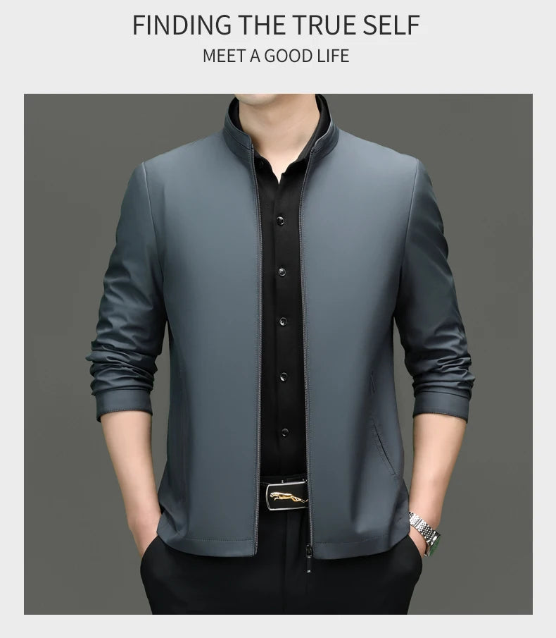 Men Stand Collar Zipper Jacket