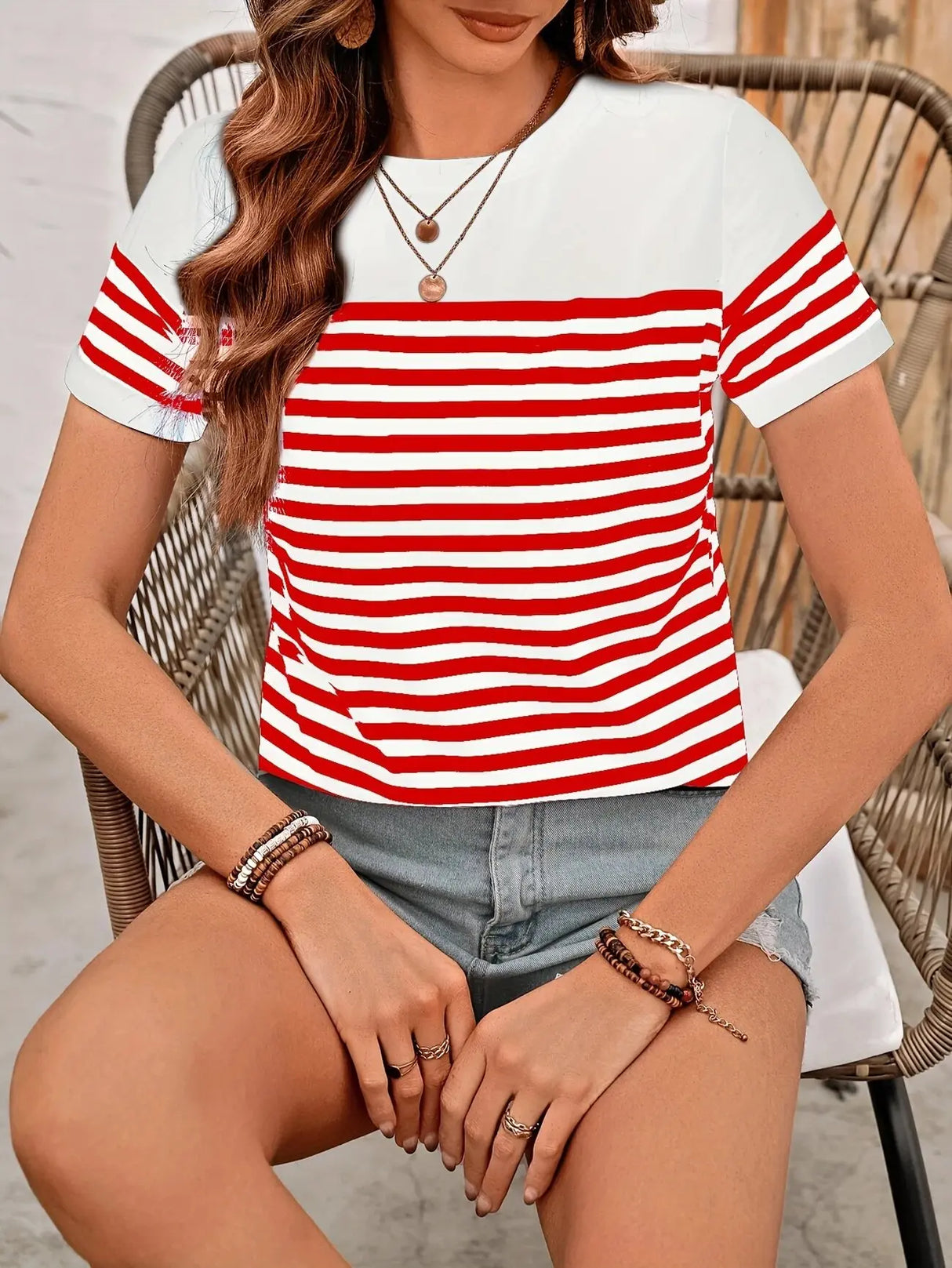 Striped Y2K Style T-Shirt for Women