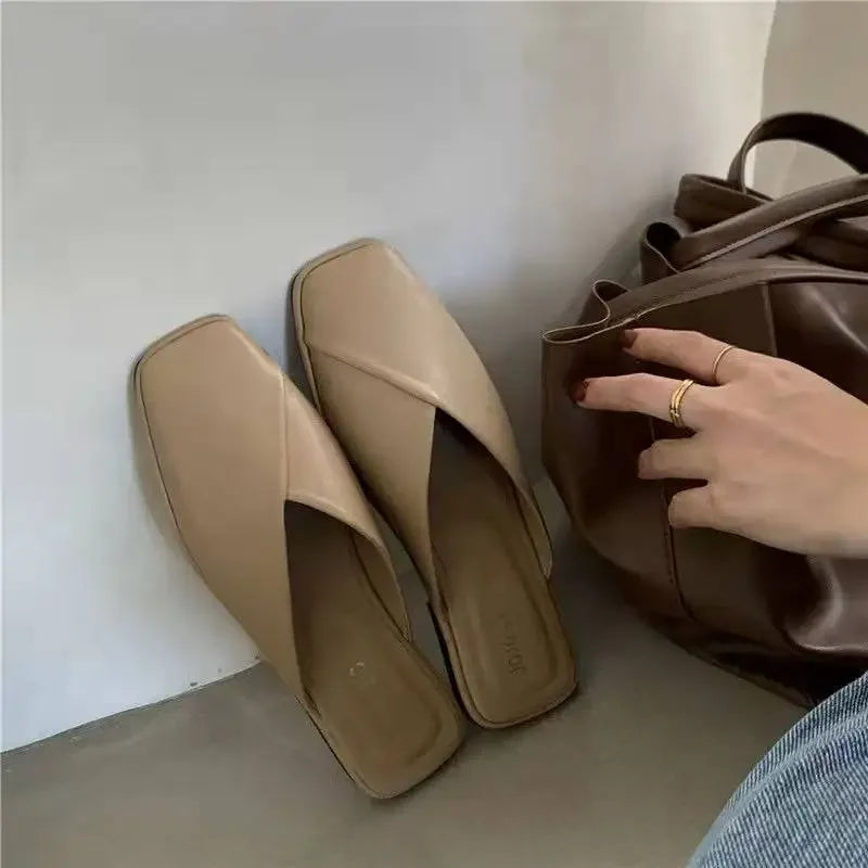 Women Designer Mules Leather Sandals