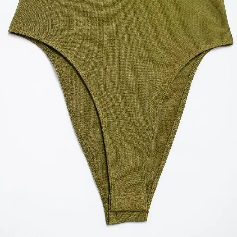 Women Ribbed Strappy Snap Bodysuit