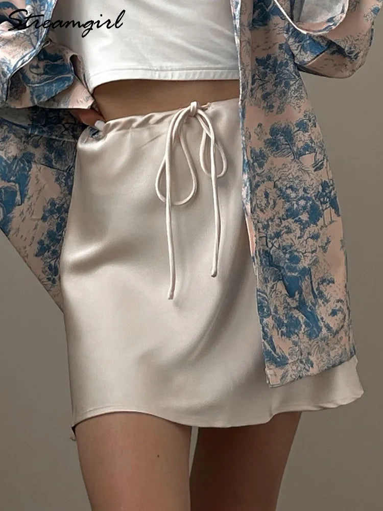 Women Satin Silk Mini Skirt