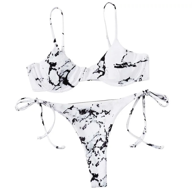 Split V-Neck Bikini Set