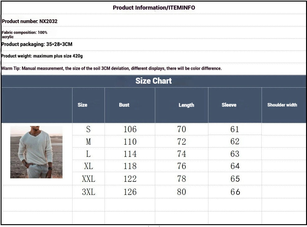 Men’s V-Neck Knitted Sweater