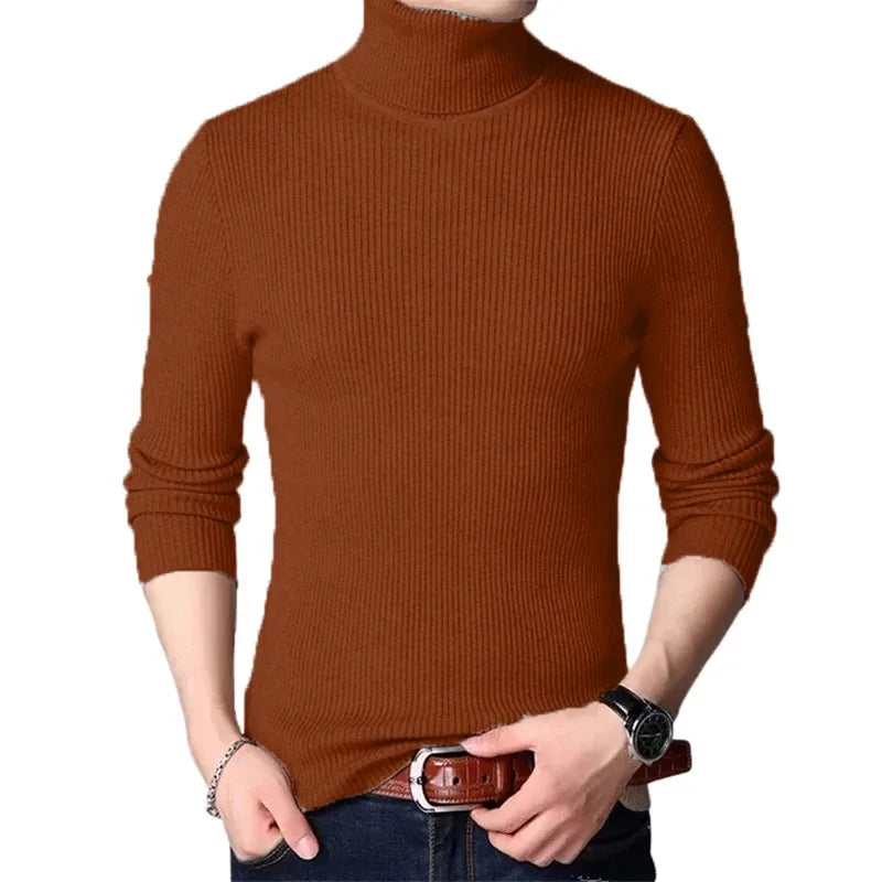 Men's Oversized Striped Turtleneck Sweater