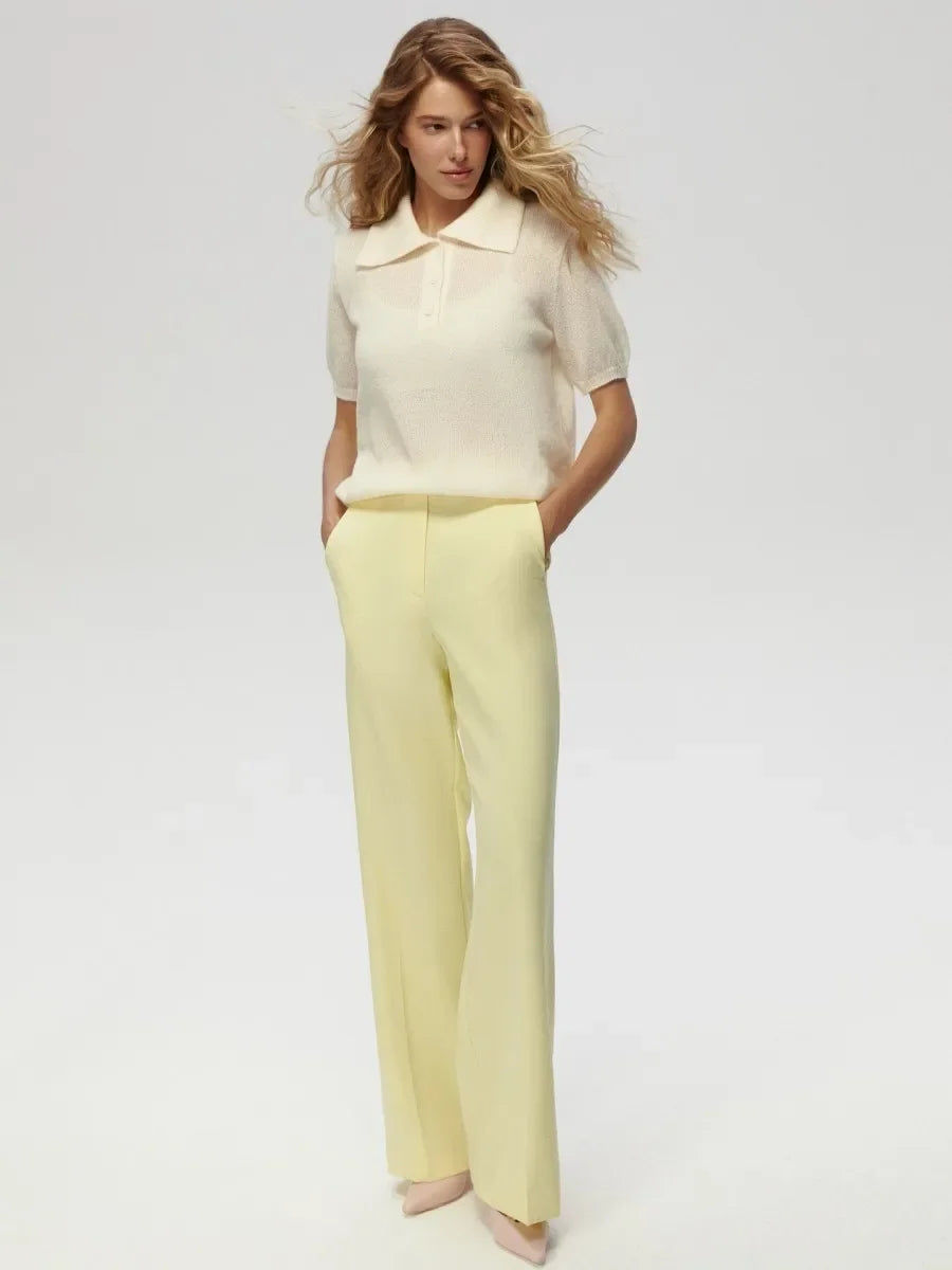 Women's Polo Collar Hollow Knit Sweater