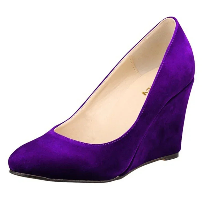 Classic Pointed Wedge Pumps – Black Faux Suede 2025