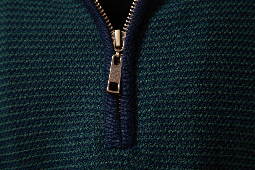 Men's Striped Cotton Turtleneck Sweater