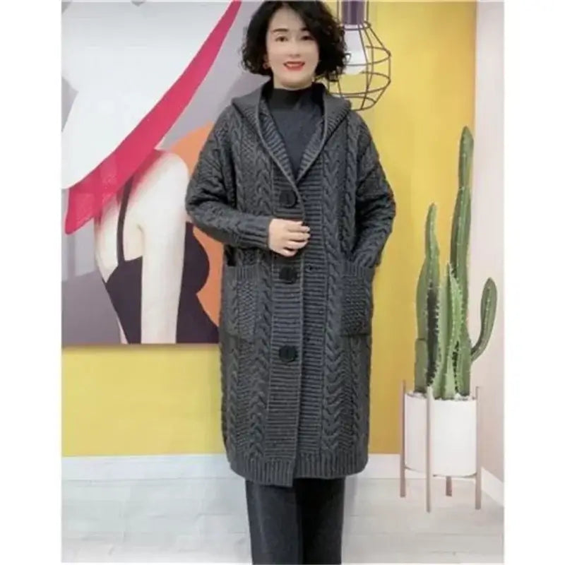 Women Twists Long Knit Cardigan