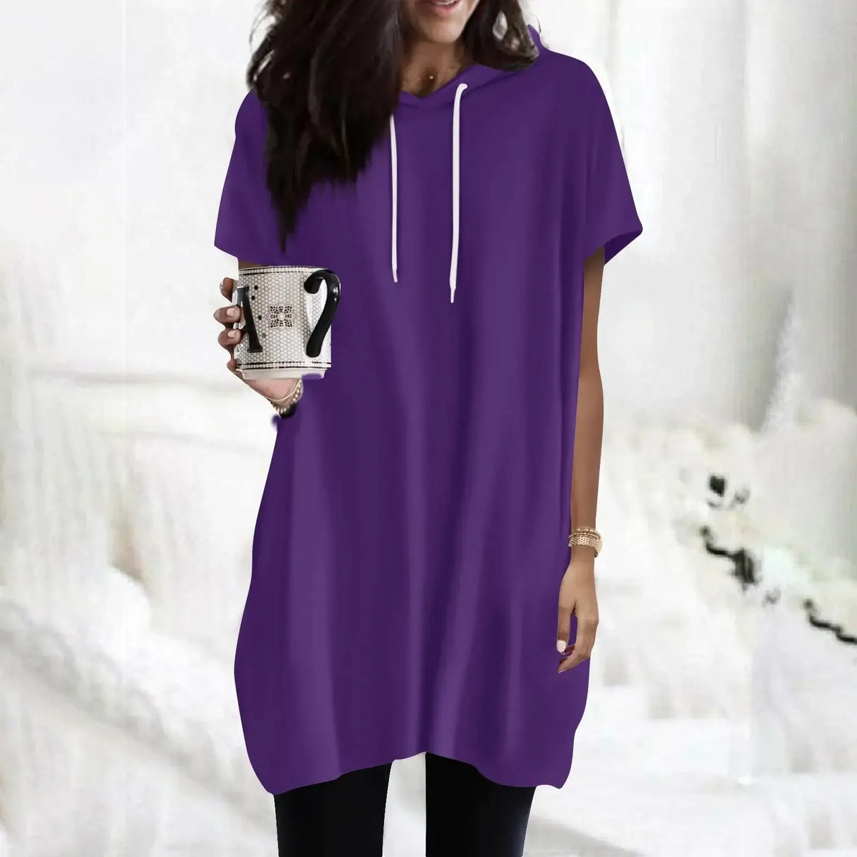 Women Oversized Short Sleeve Hoodie