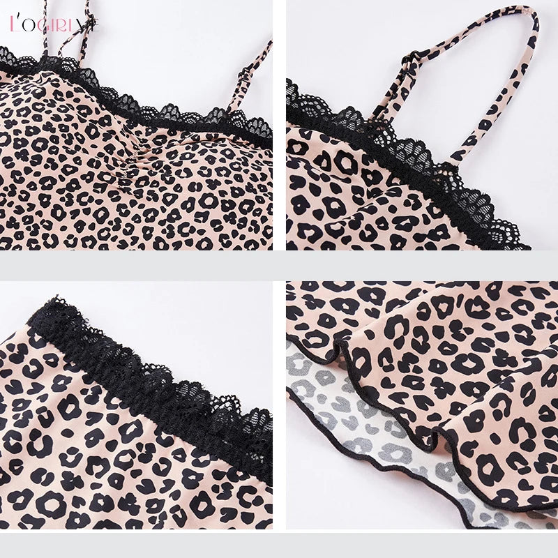 Women Lace Leopard Halter Top